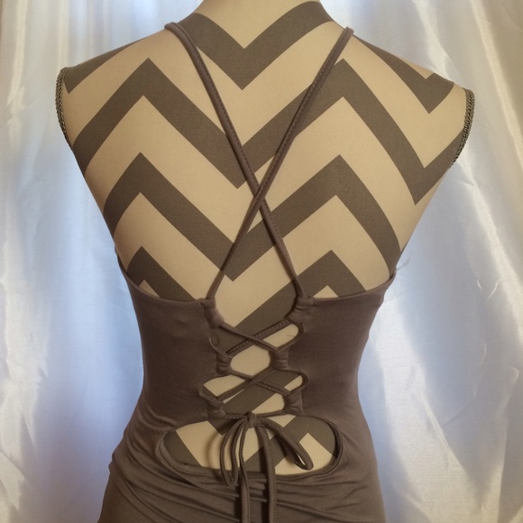 Gray Lace Up Open Back Dress ✨✨✨ - Picture 2 of 3