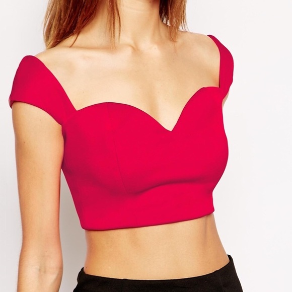 ASOS premium fabric sweetheart neckline crop top
