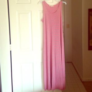 Pink Rose stripped Maxi dress