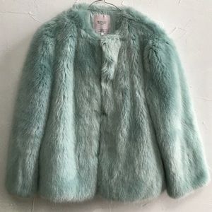 Zara baby blue faux fur coat
