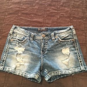 Silver jean shorts