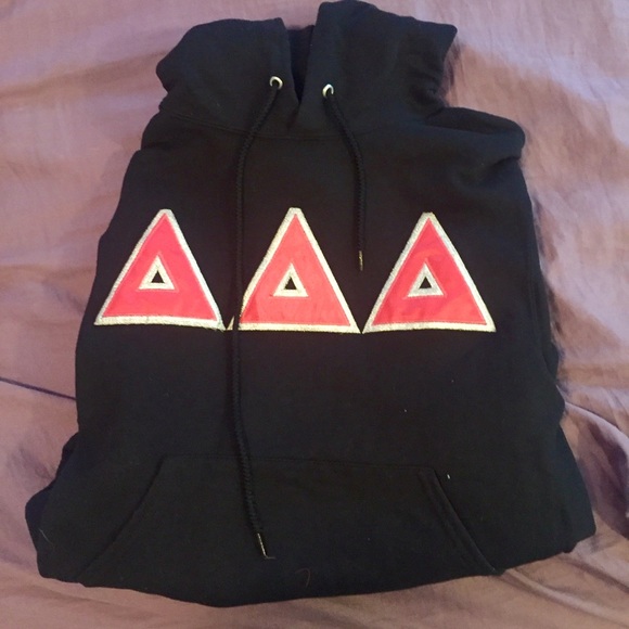 📍SOLD📍Tri delta stitched black pink hoodie