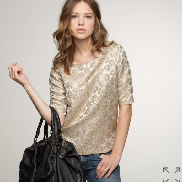 J. Crew Goldenrod Brocade Top