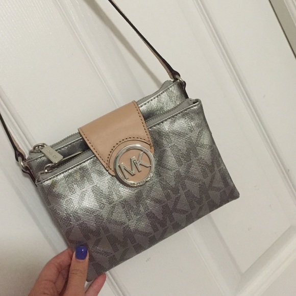 Michael Kors Handbags - Michael Kors Silver Crossbody Bag