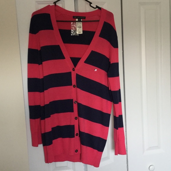 Brooks Brothers pink and navy cardigan XL
