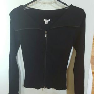 CACHE LADIES BLACK ZIP UP TOP SMALL
