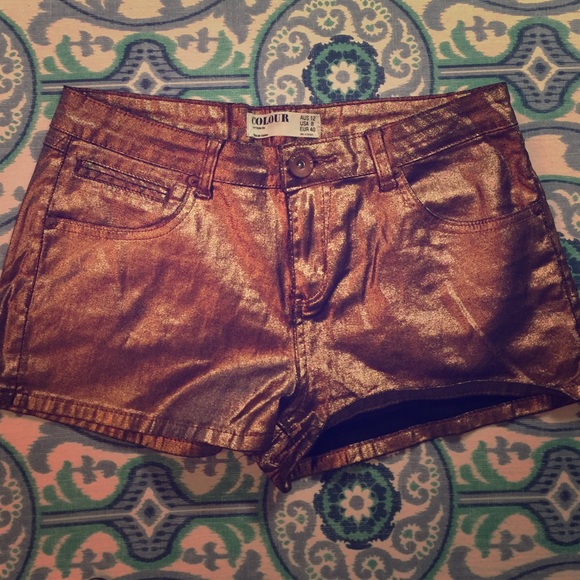 Metallic gold shorts