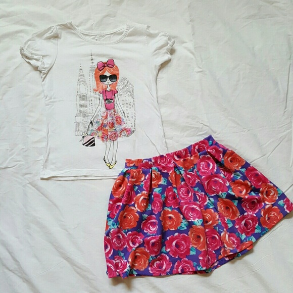 Children's Place Girl's Size 7-8 Shirt and Skirt