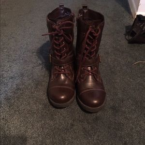 Brown combat boots