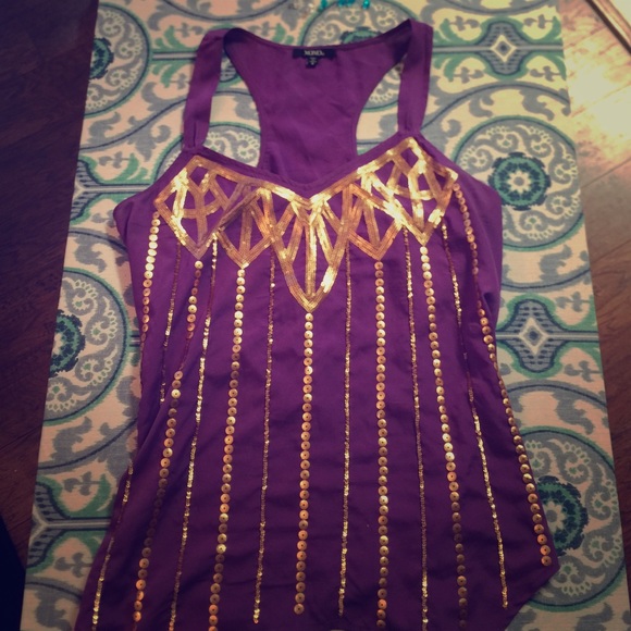 Sequin top gold and purple