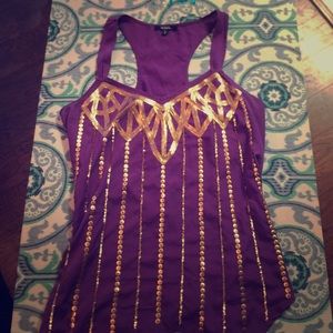Sequin top gold and purple