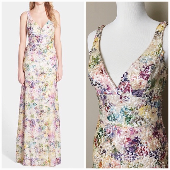 floral sequin gown