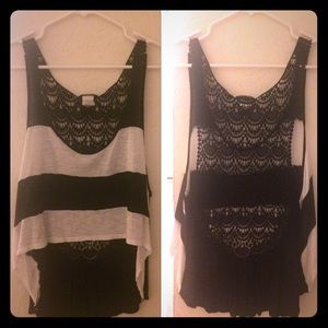 Hi-lo black/white top