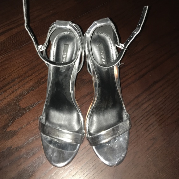 Metallic silver sandals