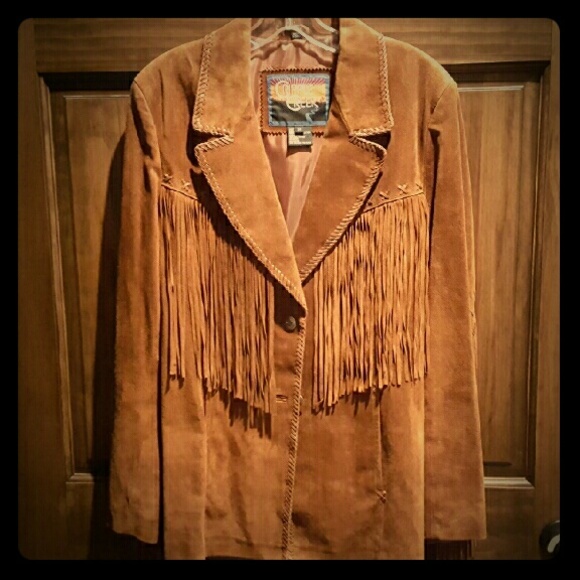 Awesome western style leather jacket with fringe!