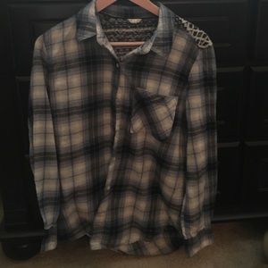 Aeropostale blue plaid shirt with sweater detail