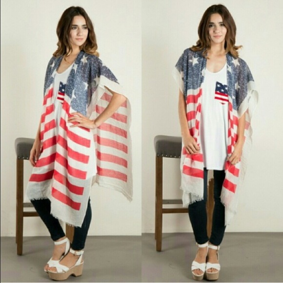 🇺🇸 Vintage flag poncho scarf!  🇺🇸 - Picture 3 of 3