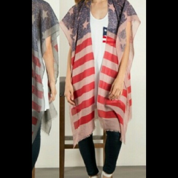 🇺🇸 Vintage flag poncho scarf!  🇺🇸 - Picture 2 of 3