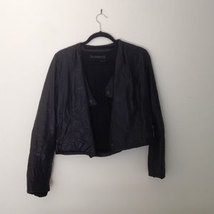 Cropped faux leather jacket