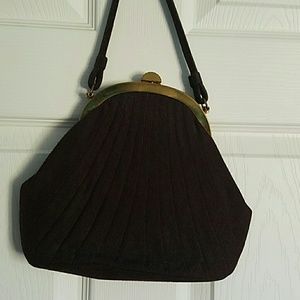 Vinyage brown wool clutch
