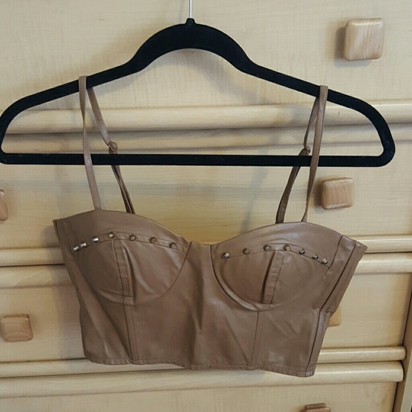 Leather  Studded Crop Top