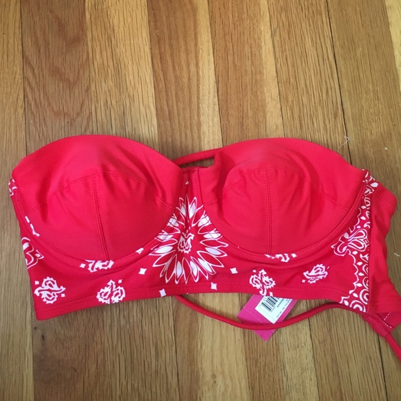 NWT xhilaration strapless red bikini top
