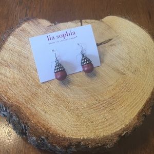 lia sophia silver and wood earrings