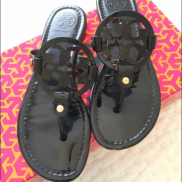 Tory Burch Shoes - Tory Burch Miller Patent Sandals in black, size 7