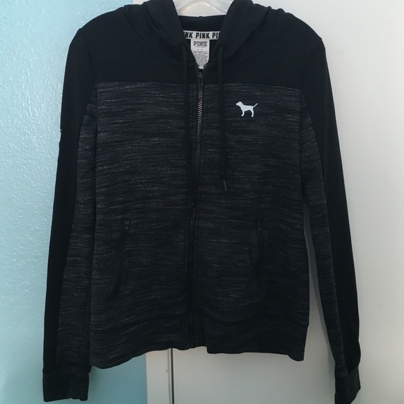 PINK Black Zip Up Hoodie