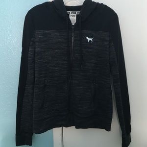 PINK Black Zip Up Hoodie