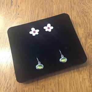 lia sophia earrings (2 pairs) pink & green