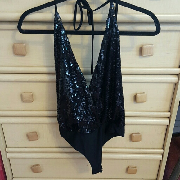 Haltet Sequin Black Leotard