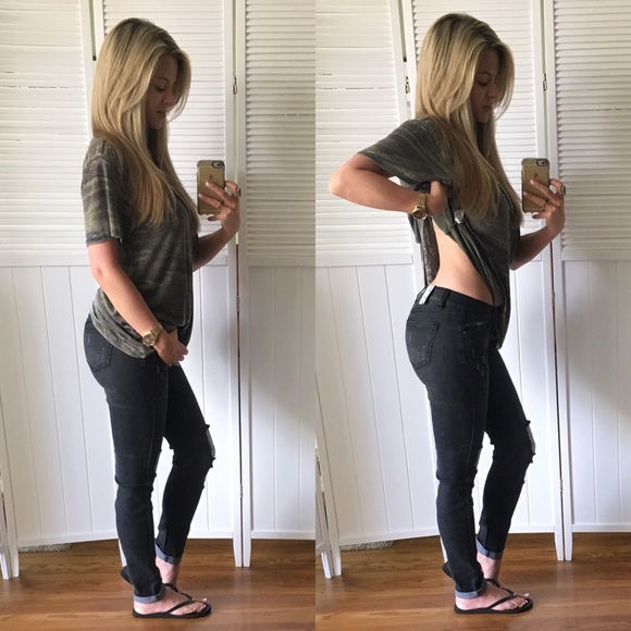 SOLD OUT• Vintage Black Destroyed Denim - Picture 2 of 4