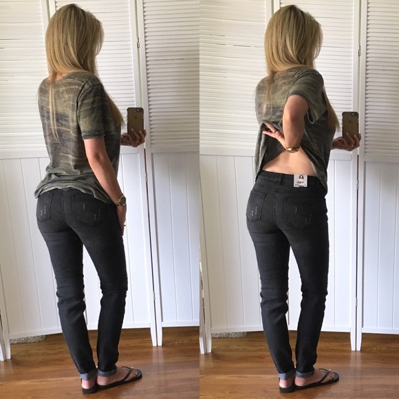 SOLD OUT• Vintage Black Destroyed Denim - Picture 3 of 4