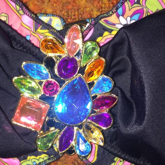 Victoria's Secret Black Floral Bandeau Swim Too - Picture 3 of 4