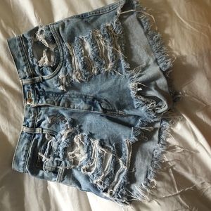 Distressed Jean high waisted shorts
