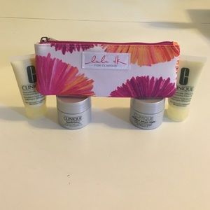 CLINIQUE LOTION, REPAIRWEAR & MAKEUP BAG