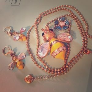 Betsey Johnson Bee Earrings and Necklace