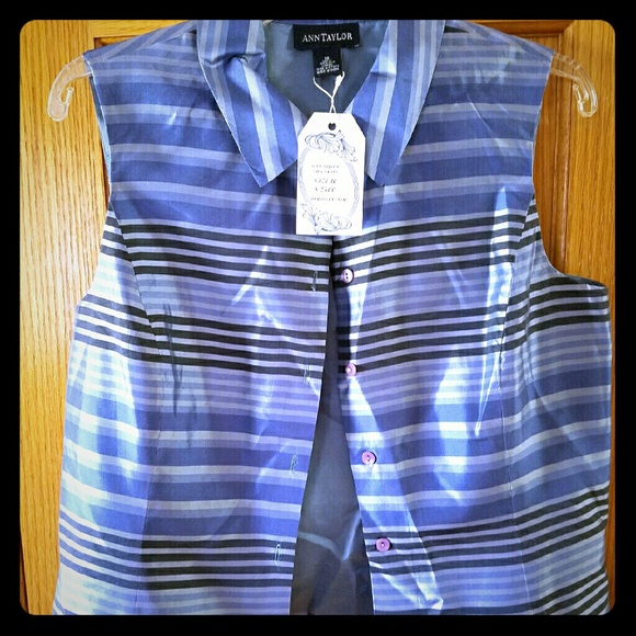 Ann Taylor silk striped sleeveless blouse size 10