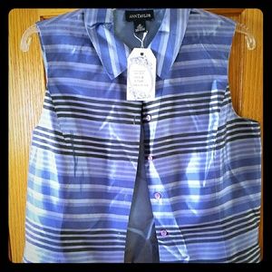 Ann Taylor silk striped sleeveless blouse size 10
