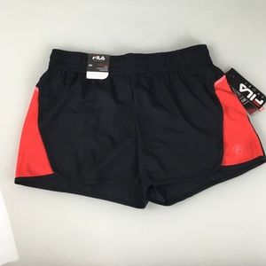 FILA workout running red black shorts