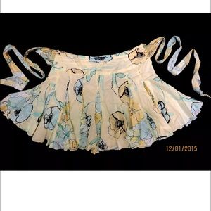 BEBE AQUA BLUE AND YELLOW SUMMER SKIRT MINI FLOWY
