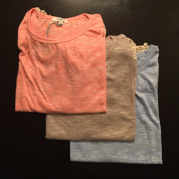 🆕SAVANNAH Lace Trim Soft Tee - PEACH - Picture 4 of 4