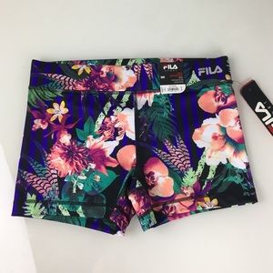 FILA floral workout running tight shorts