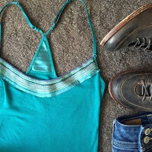 Free People Boho Sequined Ribbed Tank Top