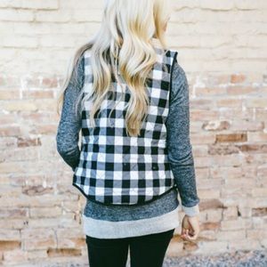 Black and white plaid vest