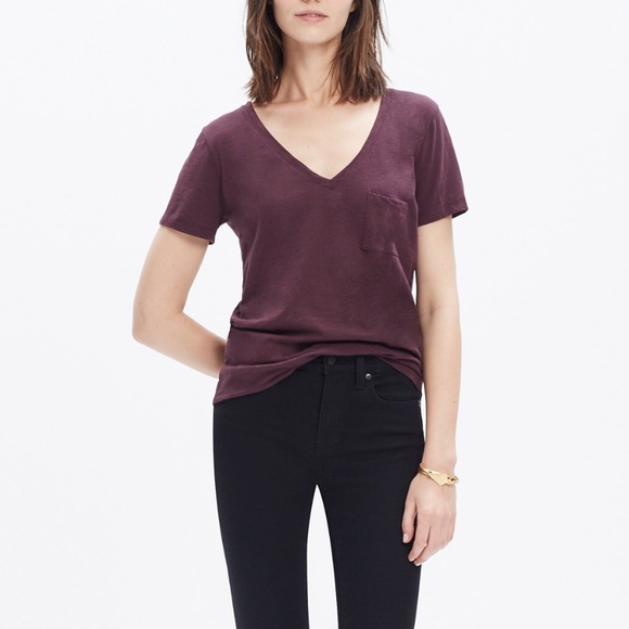 Madewell Whisper Cotton V-Neck Pocket Tee - Picture 2 of 3