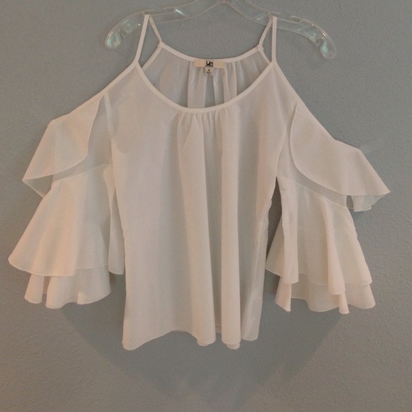 White cold shoulder blouse