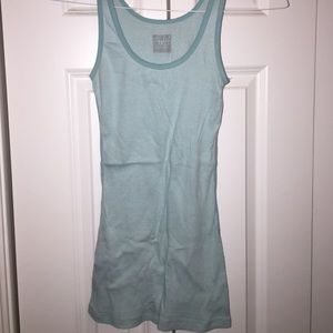 Aqua and white striped tank top