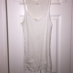 Hollister white ruffled tank top